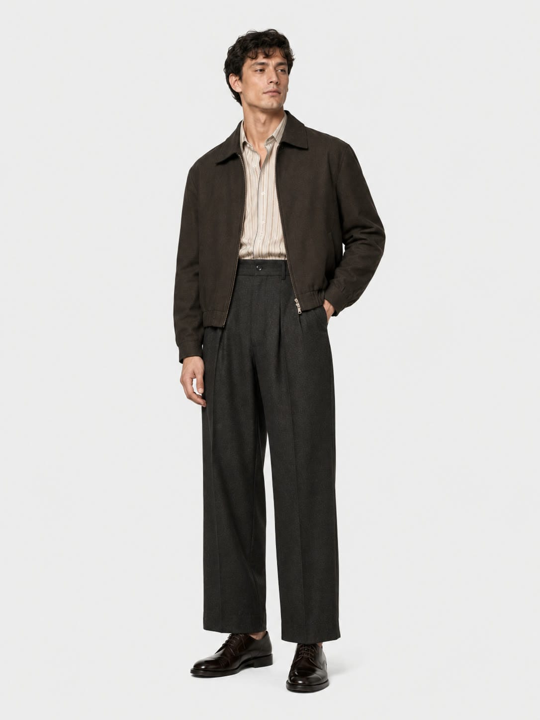 The Blouson in espresso, studio view