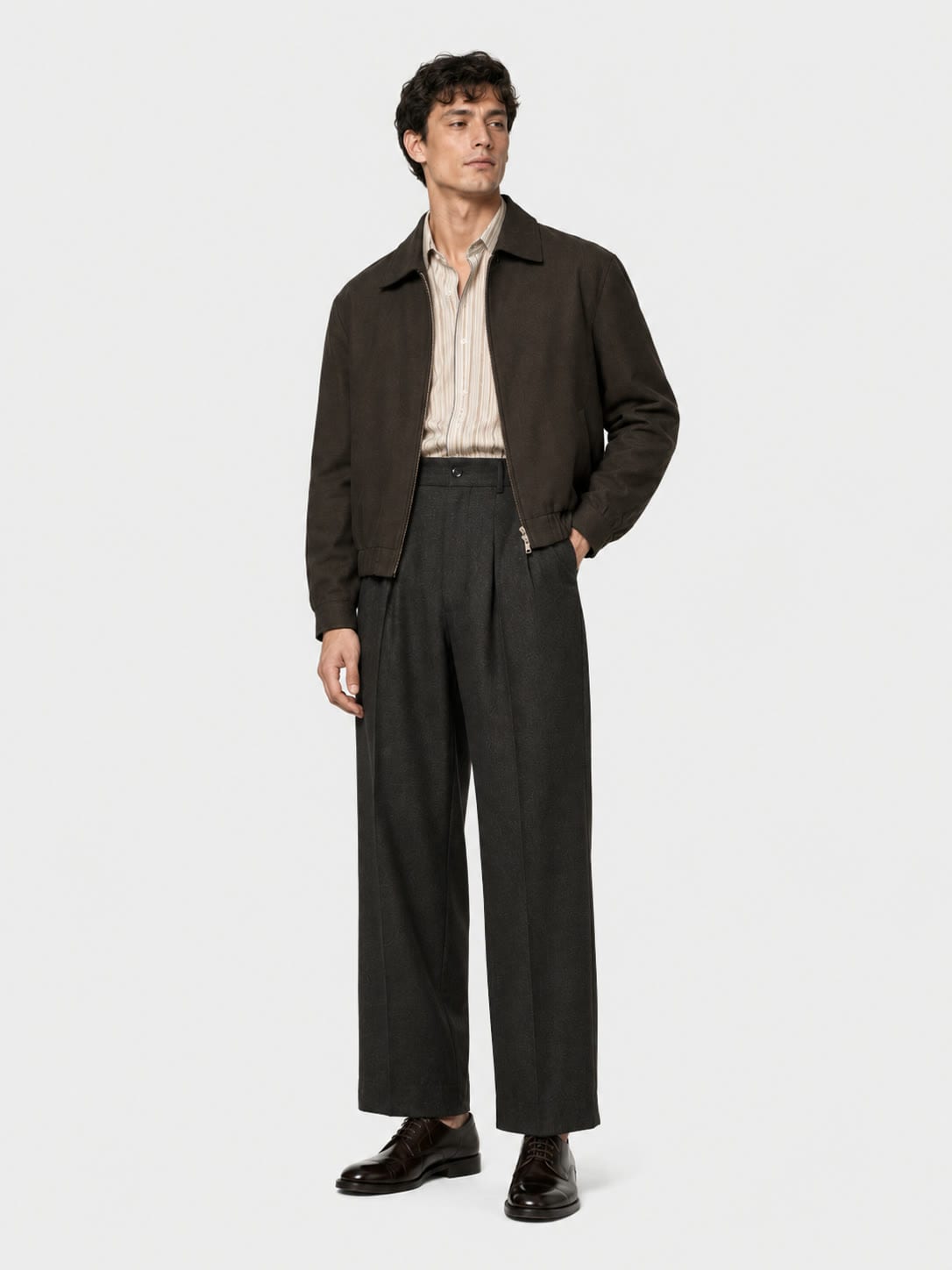 The Blouson in espresso, studio view