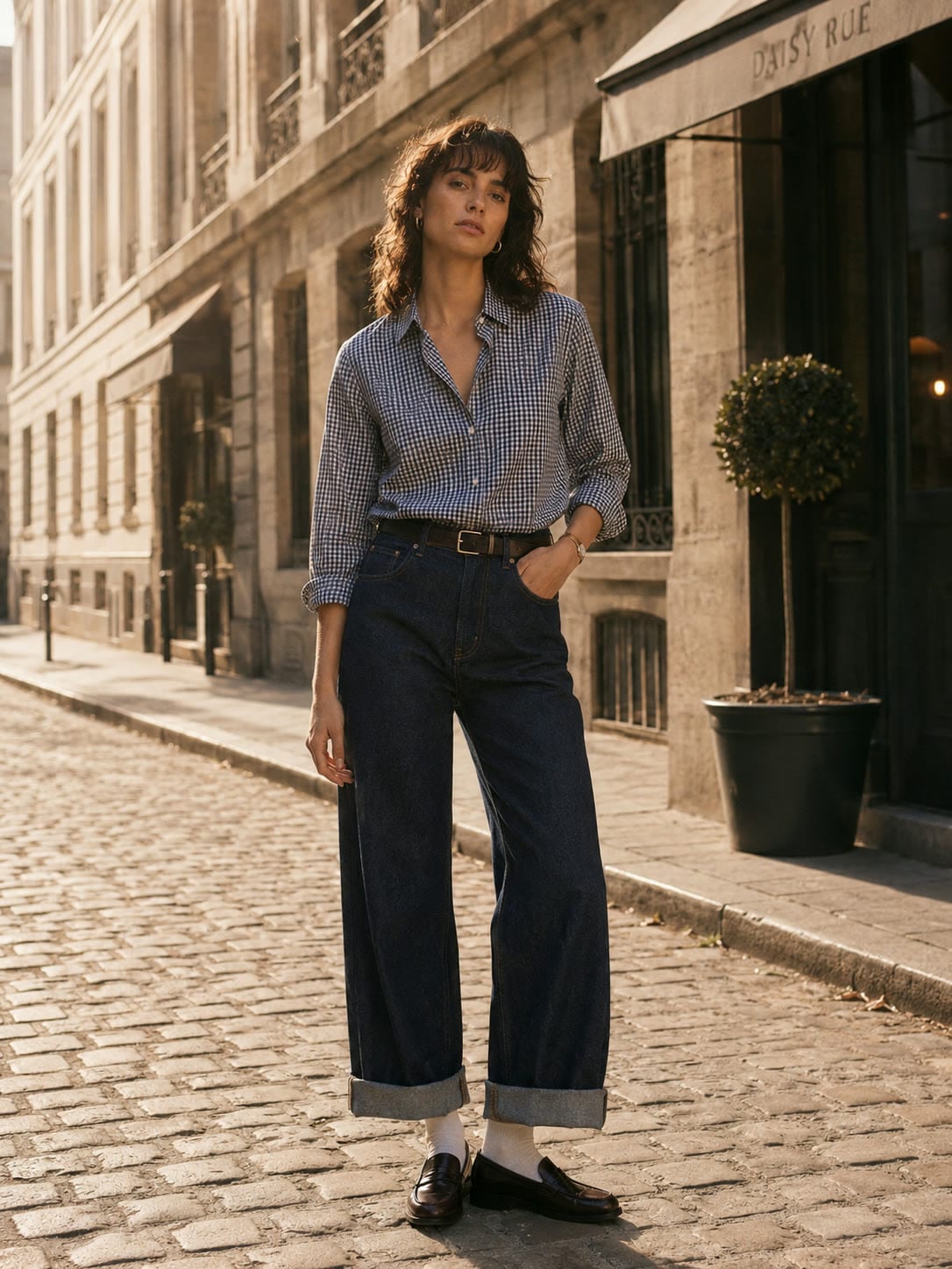The Wide-Leg Jean worn on a Paris street
